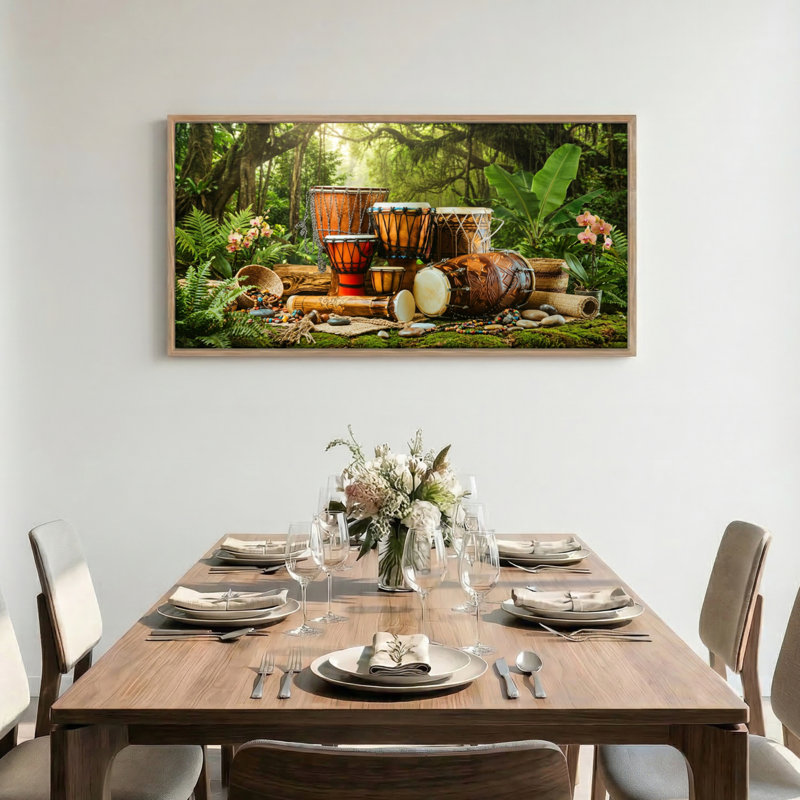 Tableau encadré sur toile « Tambours de la nature » ​​​​(1 pièce), 147 x 71 cm, 58 po x 28 po