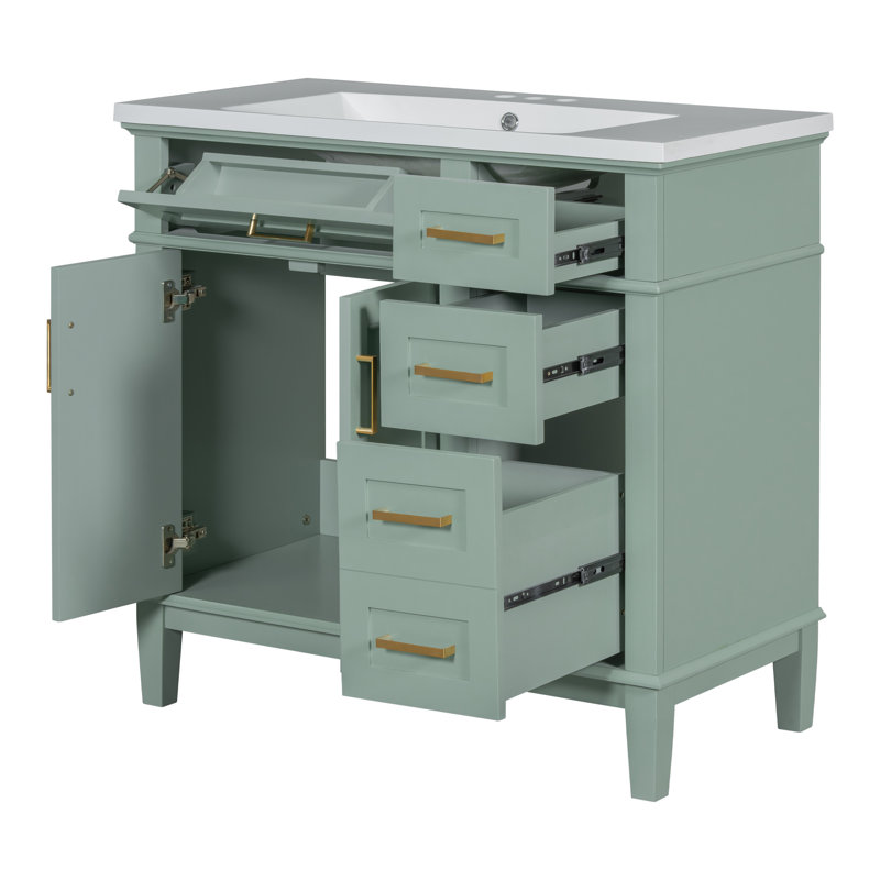 Meuble-lavabo 36 po avec comptoir en céramique, Vert