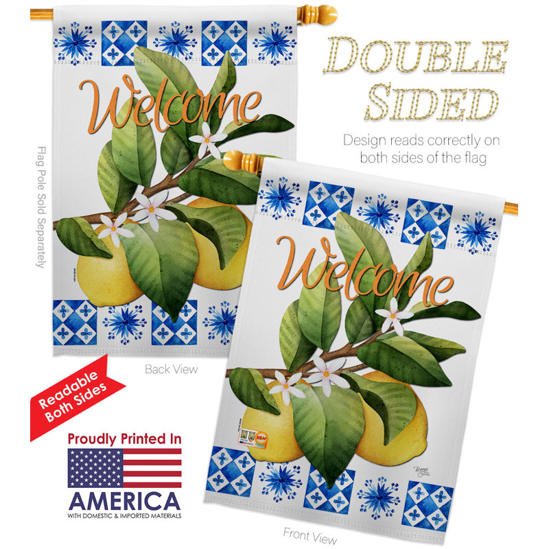Drapeau de jardin en polyester à 2 côtés citrons, H 40 po x l 28 po