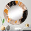 Miroir mural orange et noir Marble Waves III