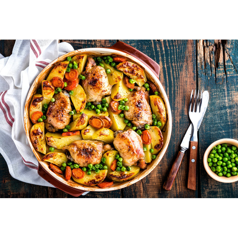 Baked Chicken Meal 1 Piece Wrapped Canvas Wall Art, 20cm H x 30cm W x 3.8cm D
