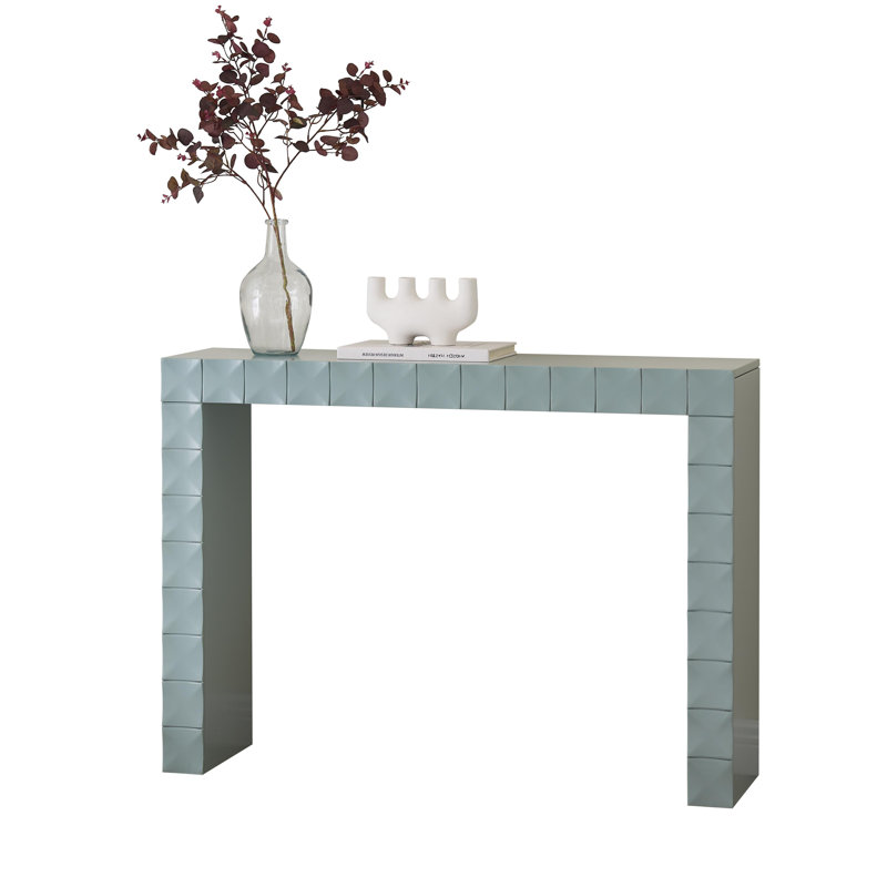 Modern Geometric Wood Console Table, Textured Entryway Sofa Table, Narrow Accent Table for Hallway, Living Room or Behind Couch