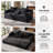 Boneless Compression Corduroy Convertible Floor Sofa Bed, 2 Seater Foldable Couch with Cup Holder Console, Multi-Mode Sleeper Sofa for Living Room-135402373