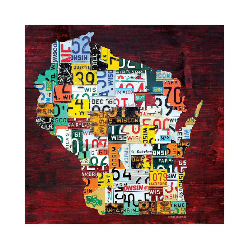 Wisconsin Counties License Plate Map by Design Turnpike - Wrapped Canvas Print, 30.48 cm H x 30.48 cm W
