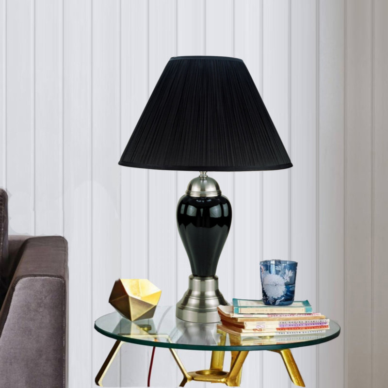 Lampe de table 27 po Pamala, Noir, noir, noir, noir, Argent argent