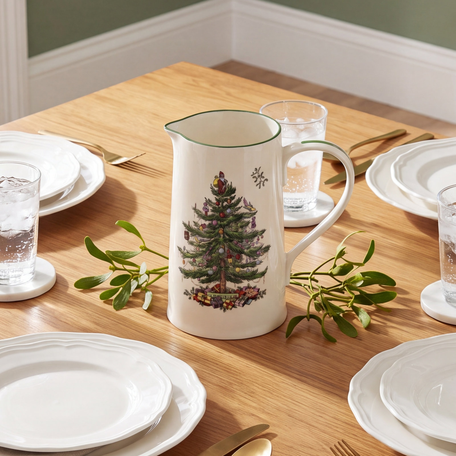 Christmas Tree Porcelain Pitcher