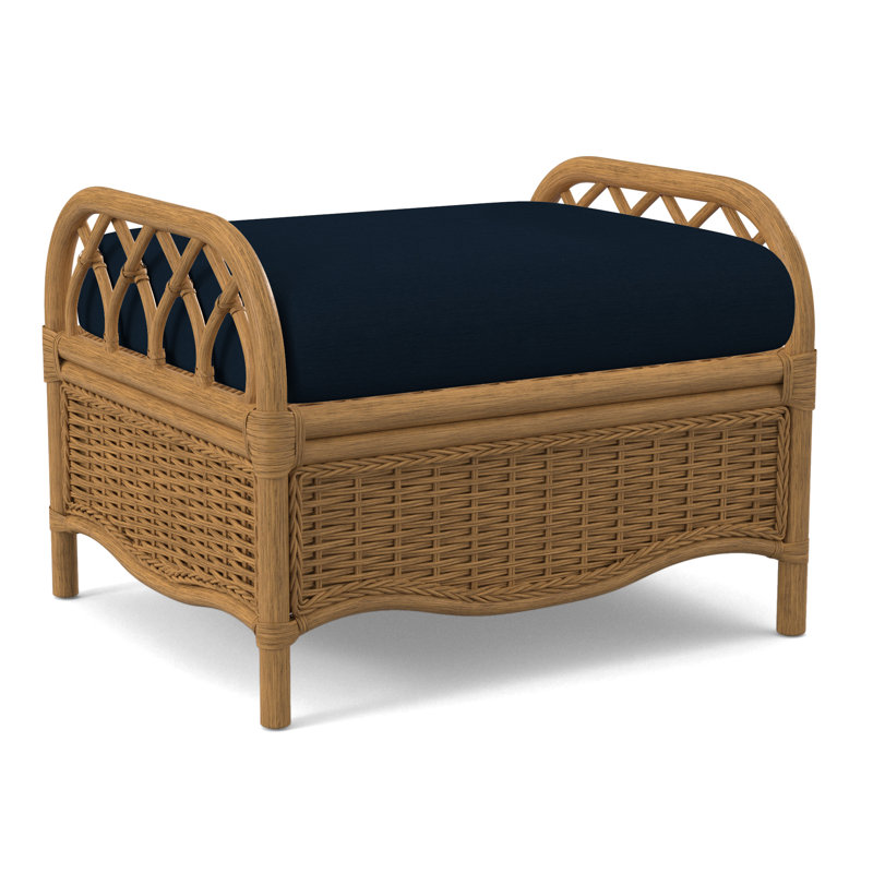 Everglade Ottoman, Honey, White Performance Fabric; 0851-94