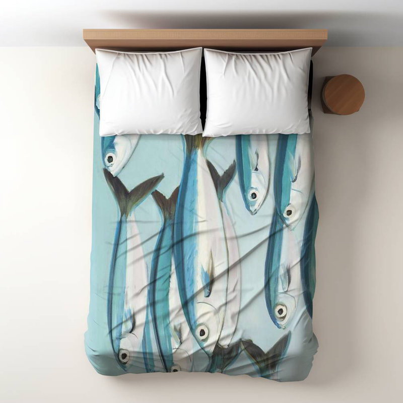 Small Fish Blue Duvet Cover | Caesio Caerulaurea Home Decor