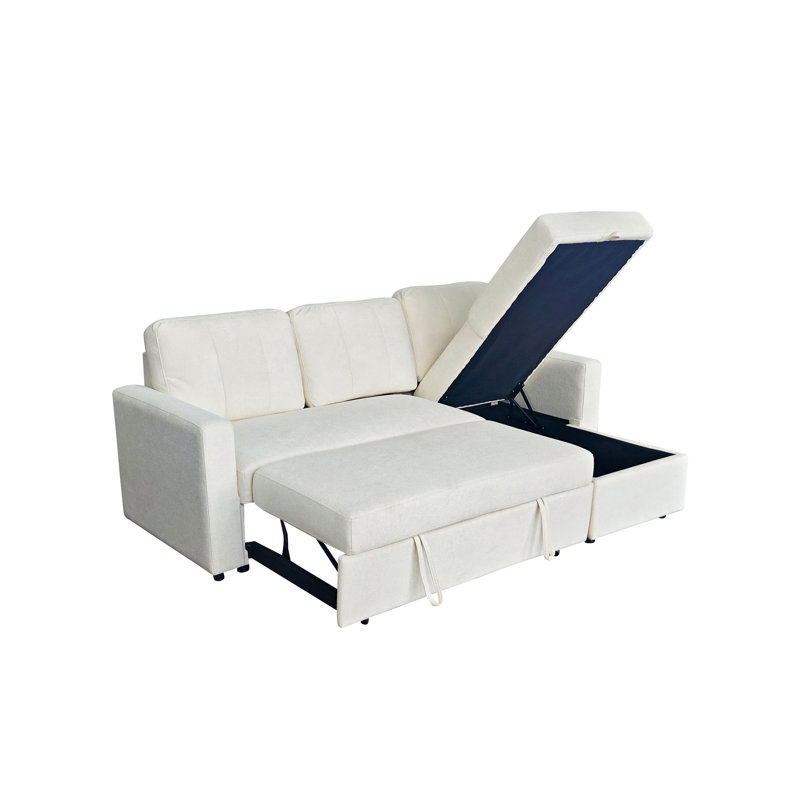 Movari Smart Corner Sofa Bed with Storage & Pull-Out Sleeper Modern Fabric L-Shaped Sofa with Chaise, Right Hand Facing