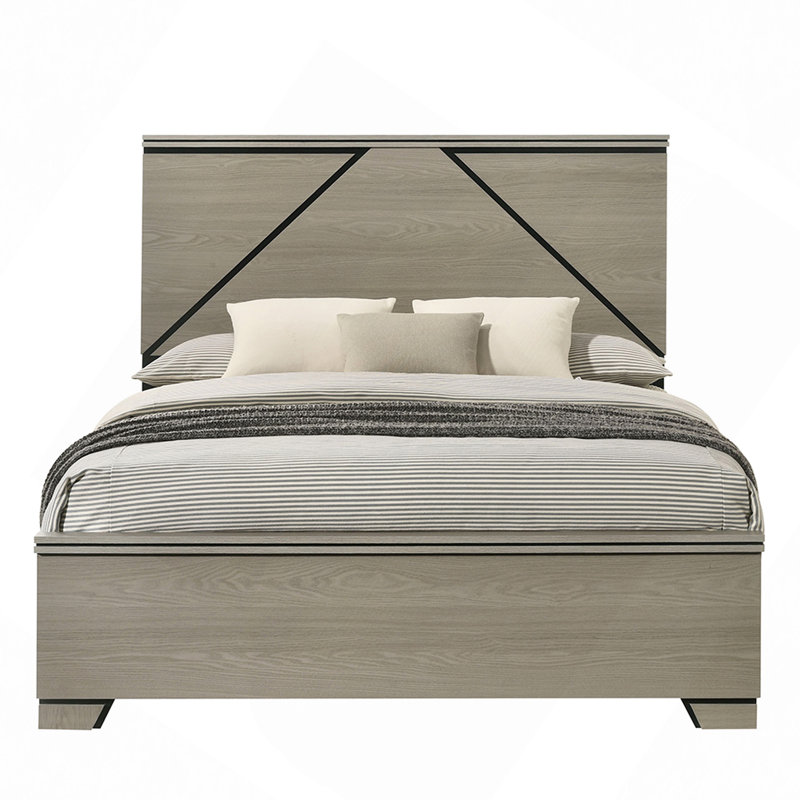Lit avec tête de lit à DEL en bois, lit dans une boîte