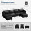 Canapé modulaire réversible en L de 118,5 po avec siège de rangement 6 pièces Caynemore - Similicuir - Noir-112898514