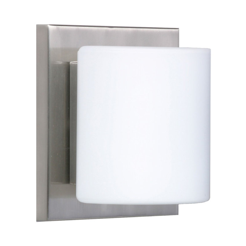 Applique murale 1 lumières Marquard, Opale, Nickel satiné, Incandescente