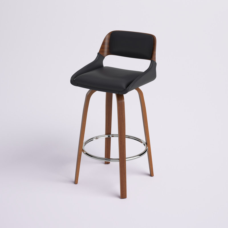 Benedek Swivel Upholstered Counter Stool, Black