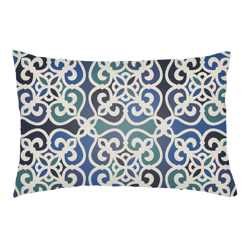 Alvey Indoor/Outdoor Lumbar Pillow, Navy Blue/Royal Blue
