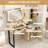 46.5" Makeup Vanity Desk with LED Lights - Fluted Design, Large Mirror, 2 Drawers & 4 Cabinets, Glass Top & Charging Station, Perfect Dressing Table for Bedroom Gift (Natural)