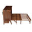 Lit escamotable double avec port USB et tablettes amovibles, pin massif pour bureau à domicile et chambre d'amis, finition noyer