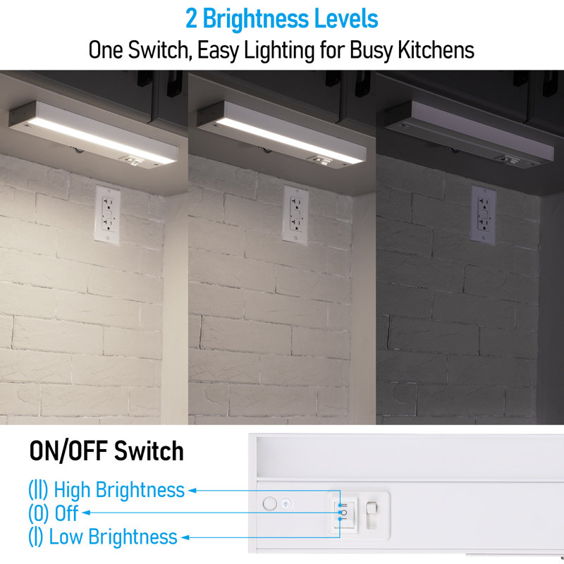 Luminaire à DEL à intensité variable de 12 po et 8 W sous l'armoire, pouvant être raccordé, choix de 5 couleurs