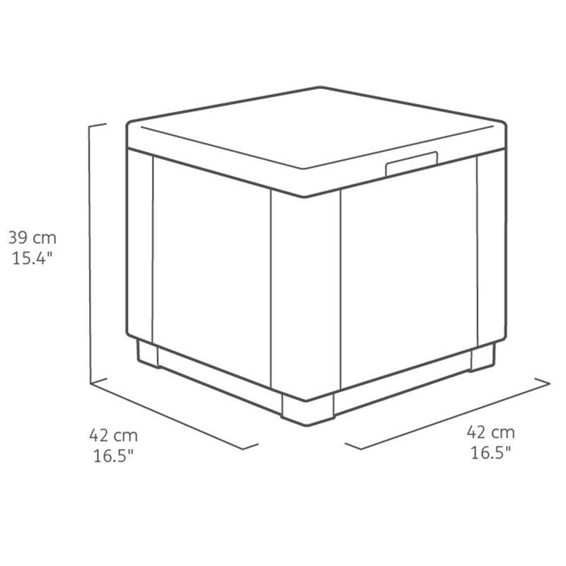 Allibert 42cm Wide Square Solid Colour Ottoman with Storage, Graphite