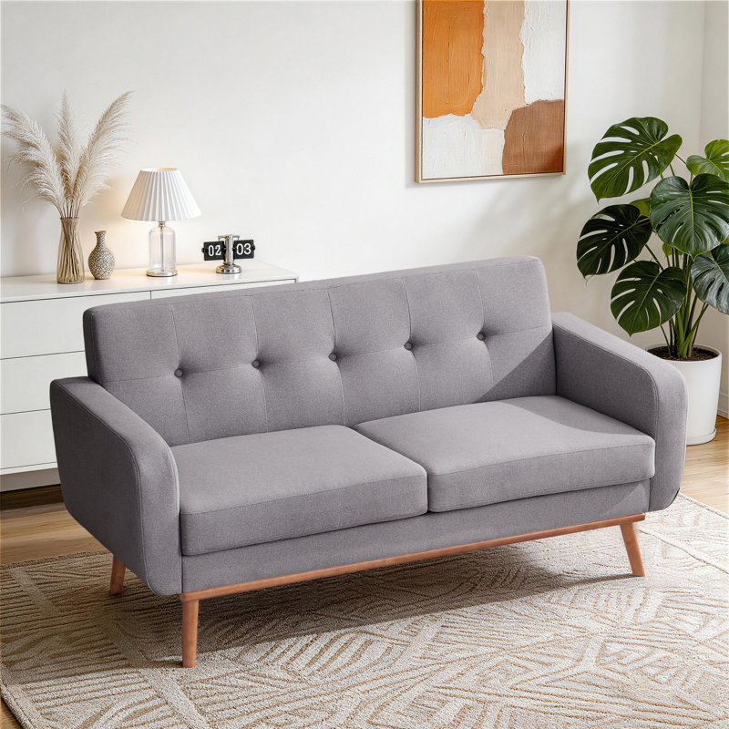 Square Arm Loveseat, Dark Gray
