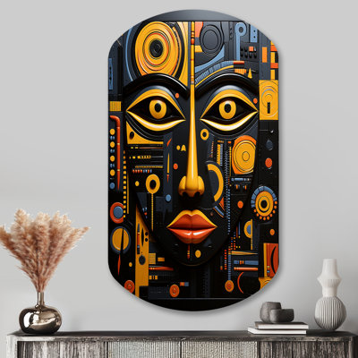 Sabina - Art mural africain asymétrique, reproduction de sculpture murale en métal cylindrique
