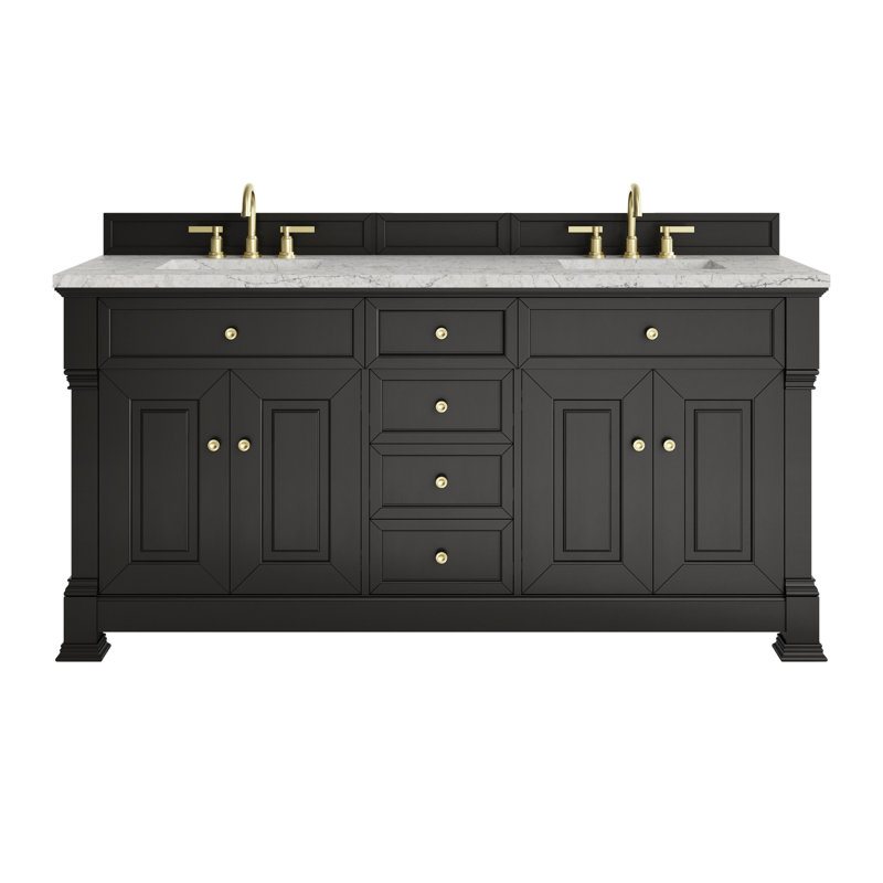 Meuble-lavabo double l 72 po Brookfield, Perle jasmin éternelle, Noir onyx