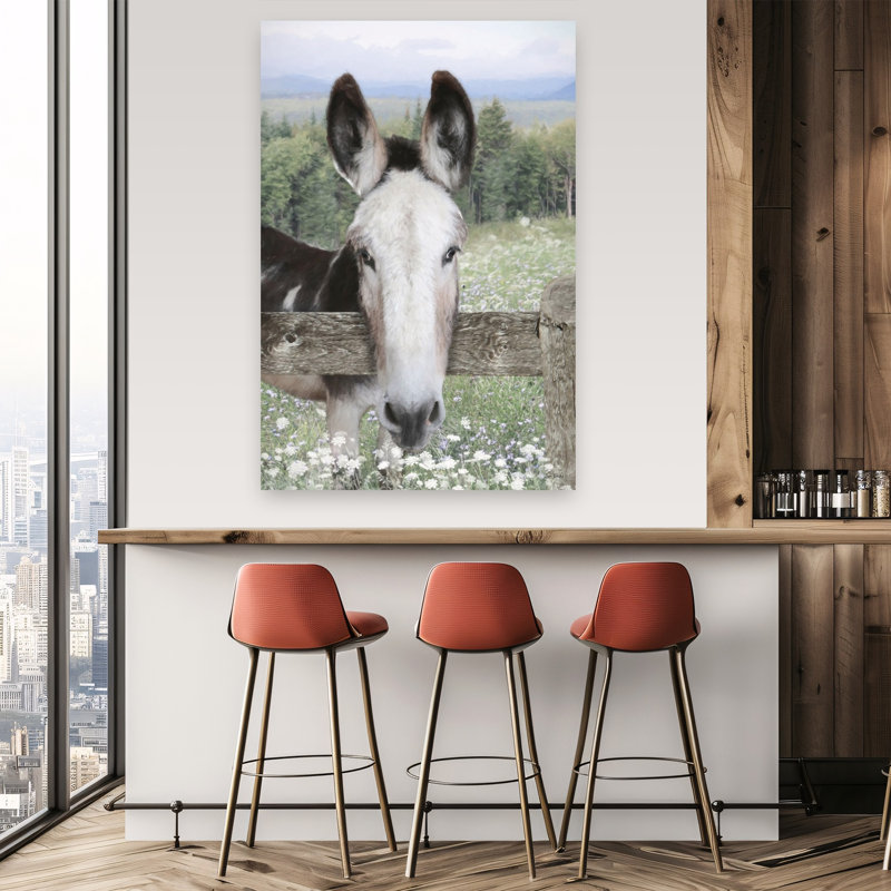 «Curious Donkey Abstract Contemporary Horse Landscape Nature», art mural, 60" H x 40" W