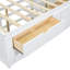 Lit de jour pleine grandeur blanc avec 2 étagères de chevet, 4 tiroirs et un support supérieur -, élégante, espace de rangement avec tables de chevet, tablettes, design chic et efficace