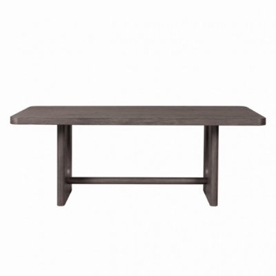Zoko Dining Table, Pedestal Base, Dark Ash Gray, Solid Wood 83 Inch