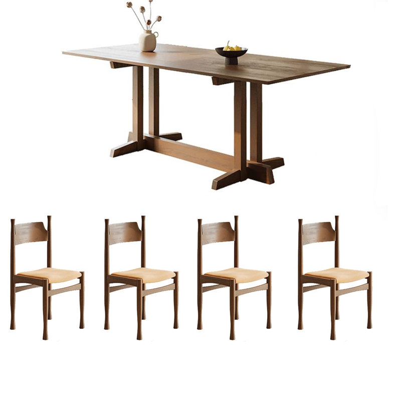 Premium Solid Ash Wood Dining Table Stes., 29.53"H x 70.87"L x 31.5"W