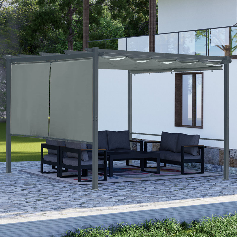 Aoodor Aluminum Pergola with Canopy, Dark Gray, 10 ft. x 12 ft.