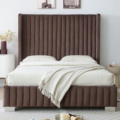 Jeffrey Velvet Upholstered Bed Frame