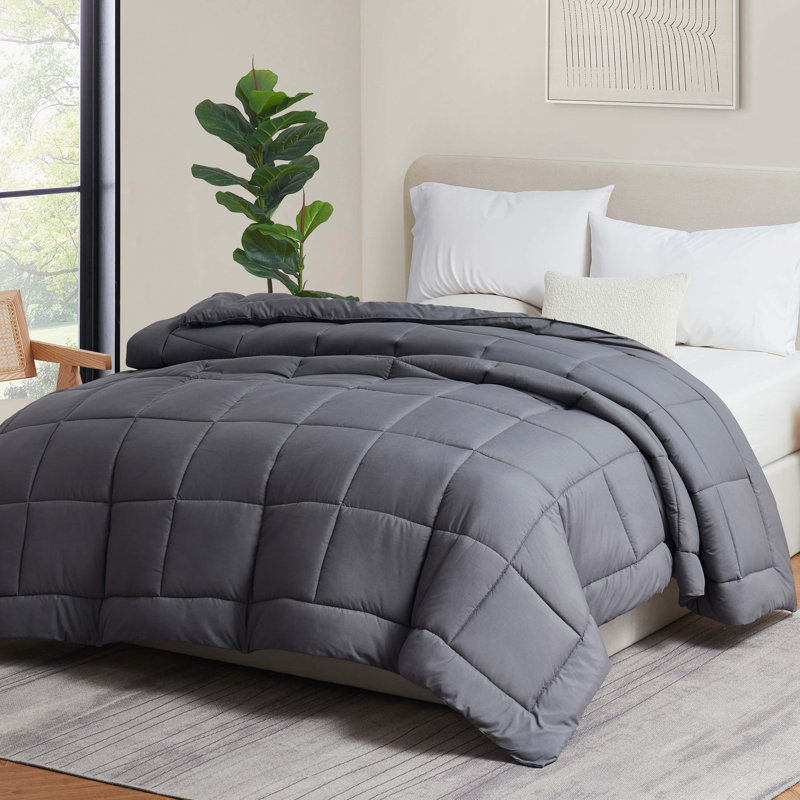 All Season Solid Down Alternative Comforter, King Comforter, Gray