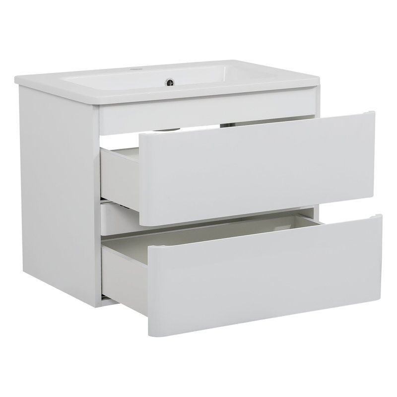 Ensemble de meuble-lavabo mural avec lavabo Hach, Blanc ultrabrillant