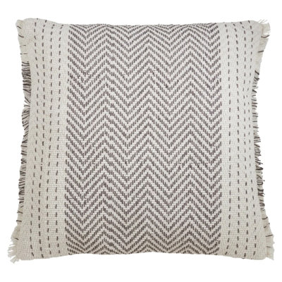 Modern Kantha Stitch Design 100% Cotton Decorative Throw Pillow Cover 22 X 22 Inch, Grey