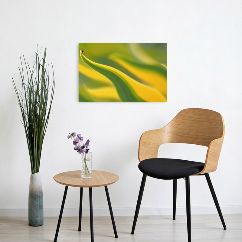 Insect On Vibrant Leaf Elegant Vibrant Abstract Nature Plant Wall Art Print 1 Piece Wrapped Canvas Wall Art