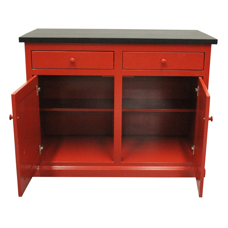 Repass Solid Wood Top Kitchen Island, Burnt Red/Antique Black