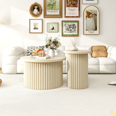 Coffee Table Set Of 2 ,Round Coffee Table,Modern Side Tables Accent End Table by Ivy Bronx