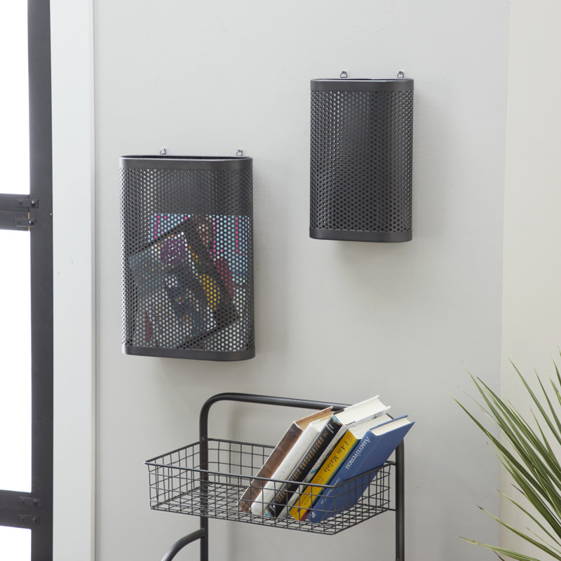Ensemble de 2 paniers en métal/fils en maille décorative modern, H 11 po x l 15 po x P 4 po