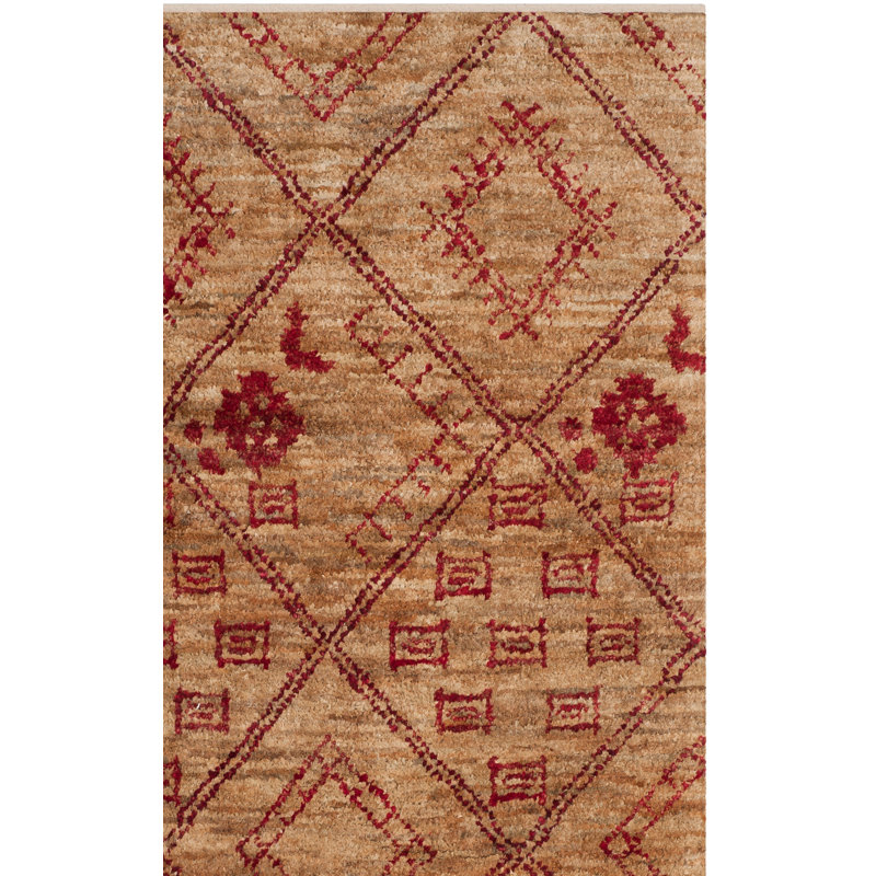 Tapis géométrique en jute / coton noué à la main de couleur grise Suleman, Rectangle 4 pi x 6 pi