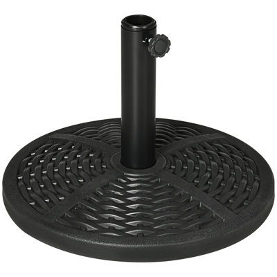 18" Round Umbrella Base, Black With Touch 21 Lbs. Base Holder, Fits Various Umbrellas,
