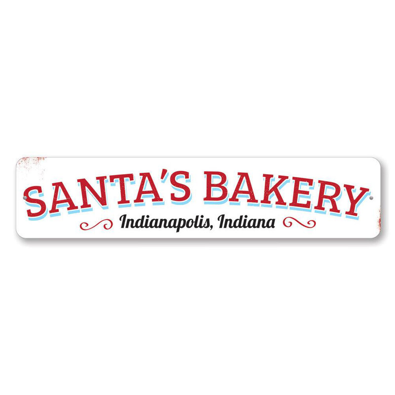 Plaque en aluminium personnalisée Santa's Bakery, H 4 po x l 18 po x P 0,04 po