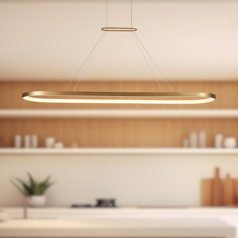 Eerie 1 - Light LED Kitchen Island Pendant, 122.76" H x 59" W x 14.25" D, Antique Brass