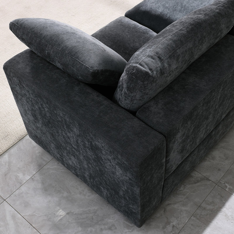Chenille grise modulaire avec siège orienté vers la gauche - Reconfigurer pour s'adapter à votre espace canapé, fauteuil pour une utilisation à long terme