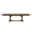 Table à tréteaux de couleur amande, 84 po à 114 po, plateau de table à placage géométrique, placages, base, bois massif +, 44 po de largeur, 30 po de hauteur, 229 lb.