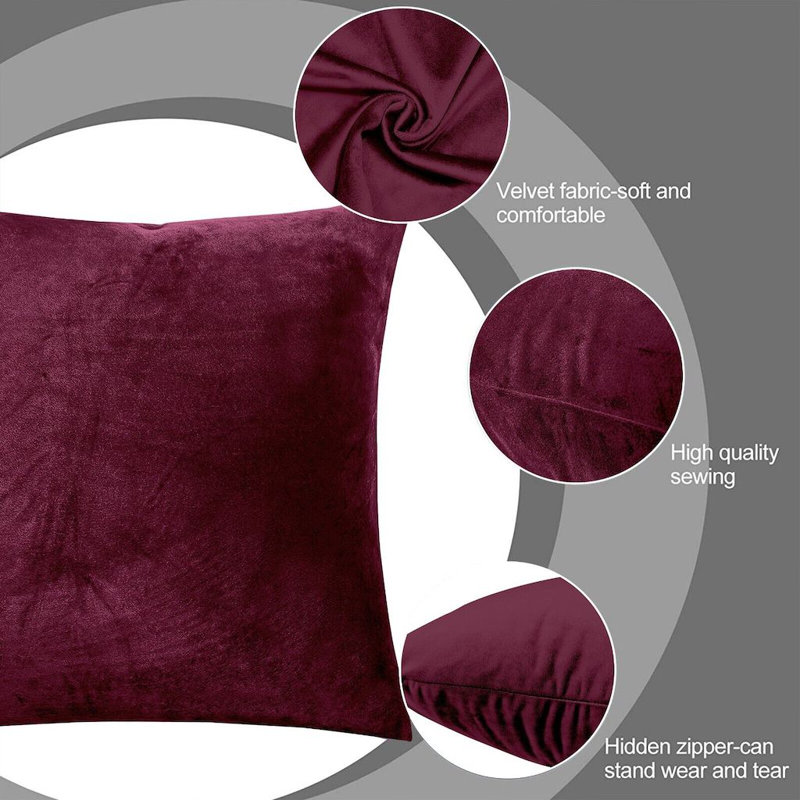 Nayelee Square Cushion Cover, Dark Red