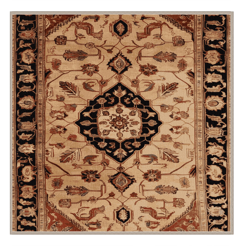 Machine Washable Persian Brown Area Rug, Square 4'