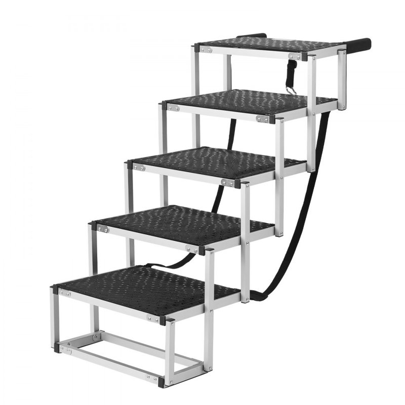 Escalier pour chien pour voiture à 5 marches pliables pour chien en aluminium pouvant supporter jusqu'à 150 lb