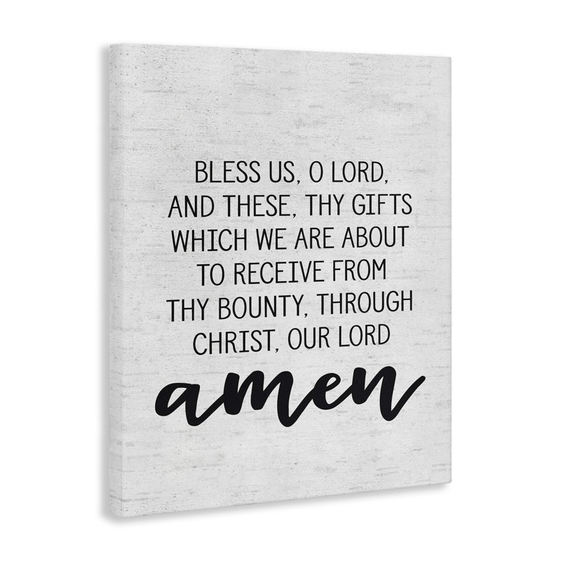 Prière « Bless Us O Lord » avant le repas avec typographie subtile - art graphique avec cadre flottant, 48" H x 36" W