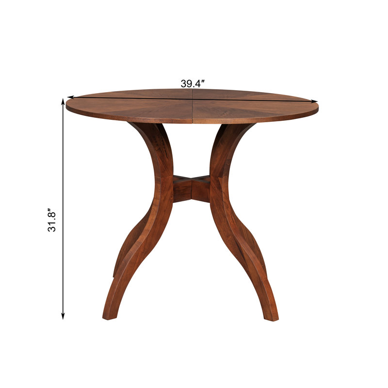 Table de salle à manger ronde en noyer de 39,4 po avec lignes classiques, laque frottée à la main, pour les rassemblements formels à la maison Pieds en bois massif, durabilité, favorise les conversations intimes