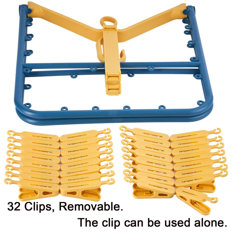 Foldable Clip Hangers Drip Hanger, Yellow/Blue